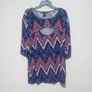 Ashley Stewart Multicolor Chevron Blouse